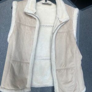 natural shearling vest